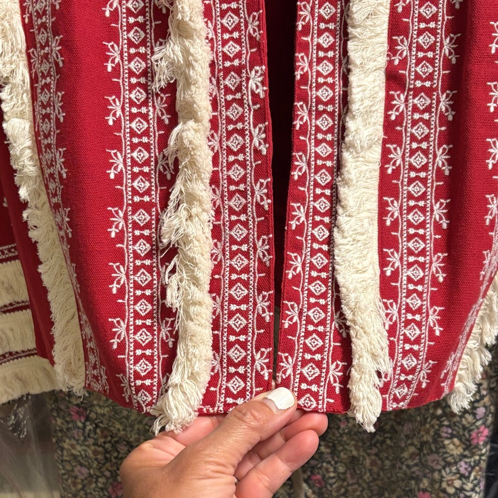 Julia Amory Red Jacket with White Embroidery - Picture 11 of 13